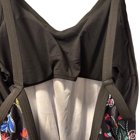 Womens 2-Piece Floral Tankini Set Sz 3XL Black Multicolor Polyester & Elastane S - Picture 12 of 12